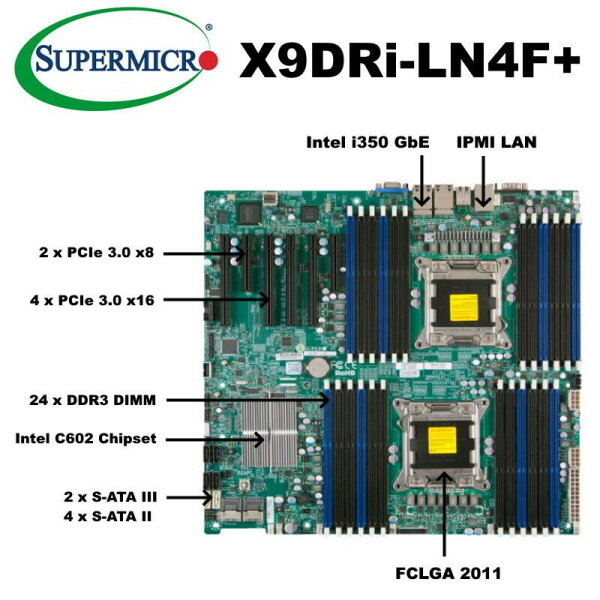 X9DRi-LN4F+ Rev 1.20A C602 FCLGA2011 DDR3 i350 PCIe 3.0